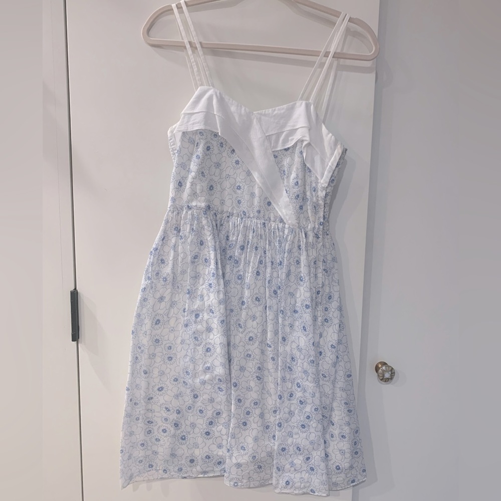 Anthropologie Girls From Savoy White/Blue Floral Dress 4
